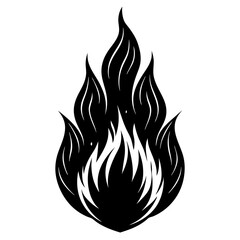 Black Flame icon silhouette vector art illustration
