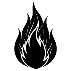 Black Flame icon silhouette vector art illustration
