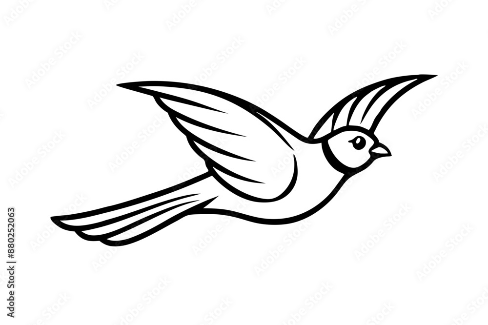 Wall mural flying bird vector line art illustration white background