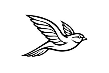 Flying bird vector line art illustration white background