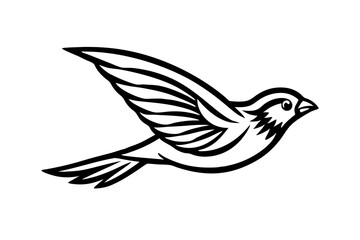Flying bird vector line art illustration white background