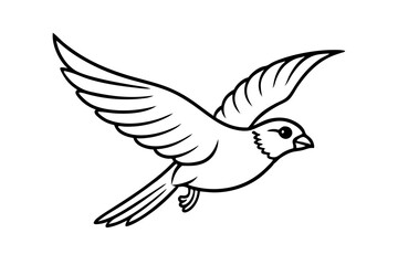 Obraz premium Flying bird vector line art illustration white background