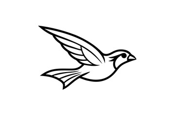 Flying bird vector line art illustration white background