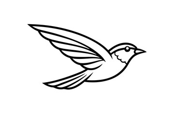Flying bird vector line art illustration white background