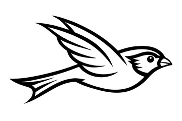 Flying bird vector line art illustration white background