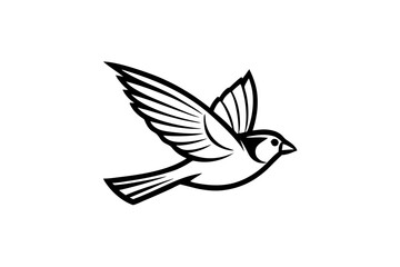 Flying bird vector line art illustration white background