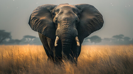 Obraz premium elephant approaching isolated