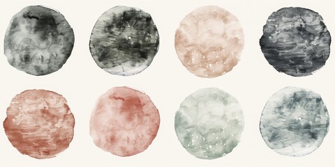 Abstract Simple Icon Clipart Set of Blush Scandinavian Nordic Boho Geometric Shapes with Bold Strokes, Soft Wash, and Minimalist Detail - Organic Charming Rhythmic Bold Block Doodle Print Decoration