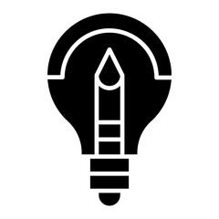 Vector Icon for Light bulb, creative idea, pen, creative solution