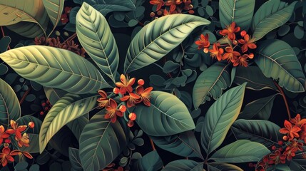 Detailed botanical illustrations with realistic textures and colors.