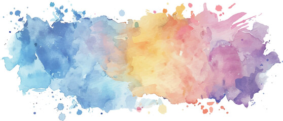 abstract watercolor rainbow rectangle frame, background with splashes