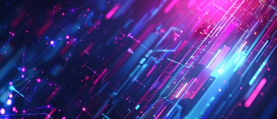 Graphic design background of tech scene or neon blue purple tone. Modern abstract background