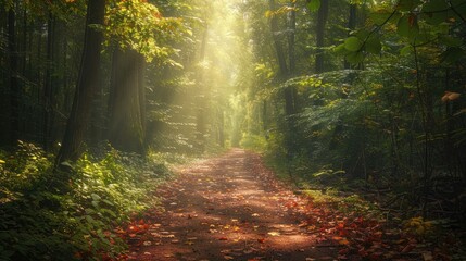 Obraz premium Photorealistic Summer Forest Path | Summer Background | Photorealistic