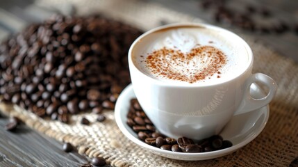 Fototapeta premium The cup of cappuccino with froth