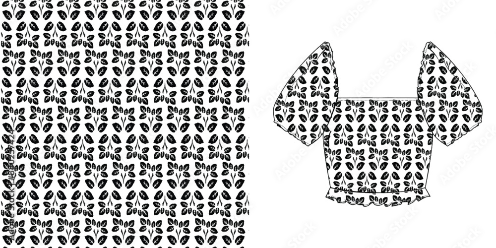 Poster seamless leaves pattern on background.seamless pattern can be us
