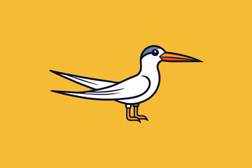 Elegant Tern bird goes icon vector art illustration