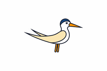 Elegant Tern bird goes icon vector art illustration