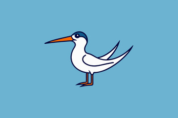 Elegant Tern bird goes icon vector art illustration