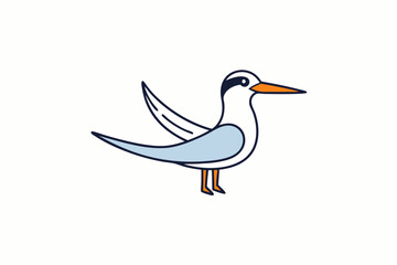 Elegant Tern bird goes icon vector art illustration