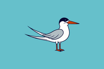 Elegant Tern bird goes icon vector art illustration