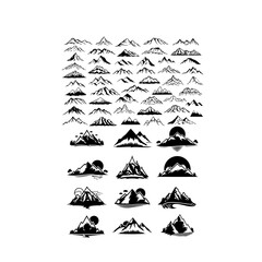 set of icons of mountain