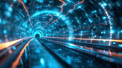 A futuristic light tunnel with sleek