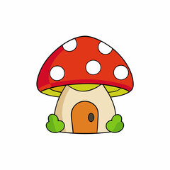 Mushroom  house vector illustration, mushroom vector art, halloween mushroom house silhouette, mushroom vector art