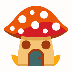 Mushroom  house vector illustration, mushroom vector art, halloween mushroom house silhouette, mushroom vector art