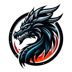 dragon head as a logo gaming team esport, isolated on white background
