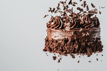 Fototapeta premium a chocolate cake with chocolate frosting and chocolate chips