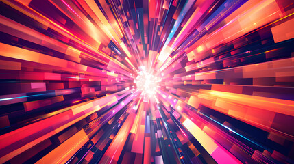 Explosive light burst in vibrant colors, radiating energy and movement