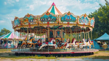 Photorealistic Summer Amusement Park | Summer Background | Photorealistic