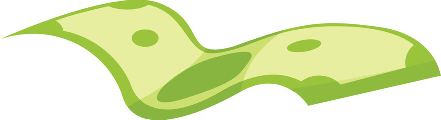 Simple cartoon illustration of a green banknote waving in the wind