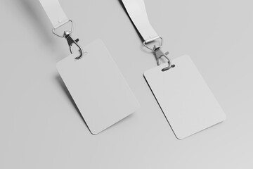 Blank two Corporate ID Card Mockup with soft gray background. 3D rendering