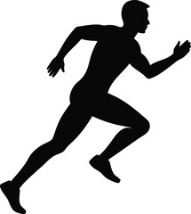 running men side view of vector runner silhouette
