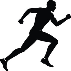 running men side view of vector runner silhouette