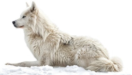 Obraz premium Arctic Wolf Resting in Snow