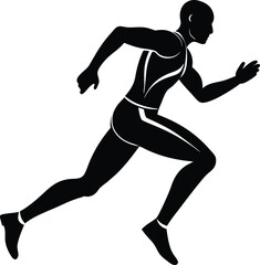 running men side view of vector runner silhouette