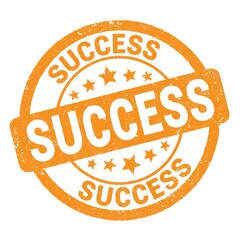 SUCCESS text written on orange round stamp sign.