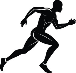running men side view of vector runner silhouette