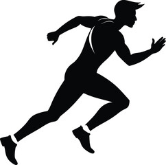 running men side view of vector runner silhouette