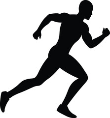 running men side view of vector runner silhouette