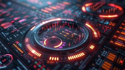 Dynamic analytics dashboard with glowing