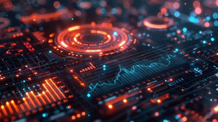 Fototapeta premium Data visualization dashboard with luminous