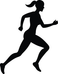 running women side view of vector runner silhouette