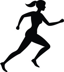 running women side view of vector runner silhouette