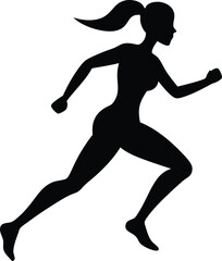 running women side view of vector runner silhouette