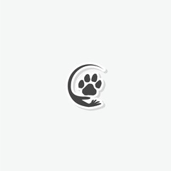 Pet care logo icon sticker isolated on gray background