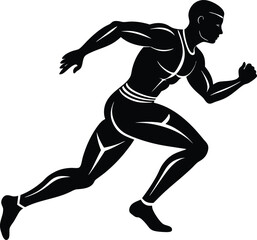 running men side view of vector runner silhouette
