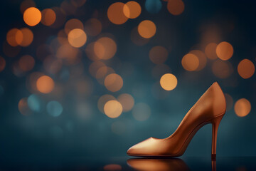 Glamorous Stiletto Shoe in Glimmering Bokeh Backdrop